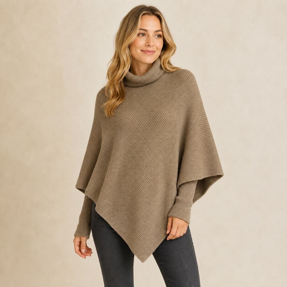 Halara Knit Poncho Sweater Womens Medium Turtleneck Loose Fit Comfy NWOT